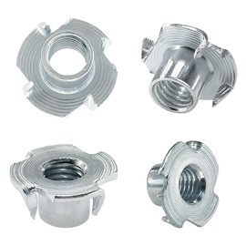 40 PCS Four Pronged T-Nuts, Galvanized Furniture Nuts for Woodworking and Office Equipment (M10*12mm)