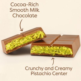 UniqBite Dubai Chocolate Bar Pistachio, 3.17 oz (90gr), Viral Knafeh Chocolate Bar with Pistachio Cream and Kataifi