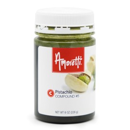 Amoretti - Pistachio Compound 8 oz - Natural Flavors, Shelf Stable Even After Opening, Certified Kosher, TTB Approved, Perfect for Baking Applications & Beverages