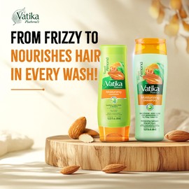 Vatika Naturals Sweet Almond Shampoo & Conditioner Combo, 400 ml, Hair Shampoo and Conditioner for Frizzy Hair, Improves Hair Shine & Texture, Repairs Brittle Hair, Natural Almond Oil & Henna Extracts