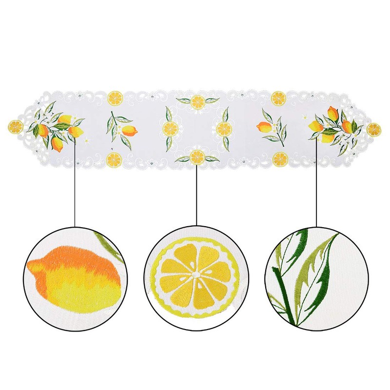 Simhomsen Embroidered Lemon Table Runners, Table Decors for Spring and