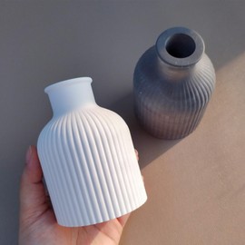 Wehous Silicone Vase Molds, Epoxy Resin Concrete Vase Molds, Creative Striped Storage Bottle Pen Holder Flower Vase Plant Mold DIY Resin Plaster Cement Ornament Display Art Craft Decor