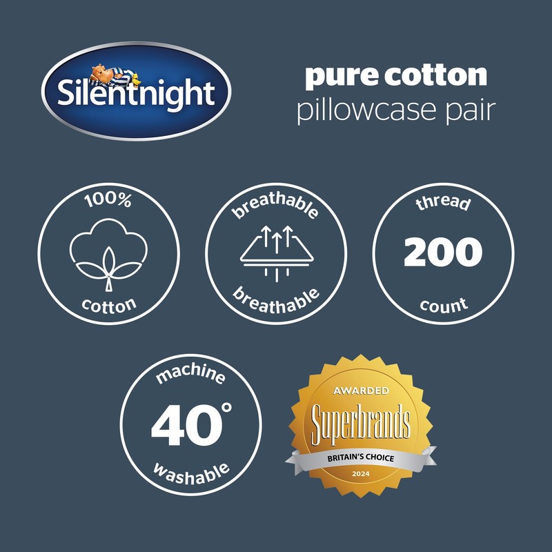Silentnight Pure Cotton Pillowcase Pair - Luxurious Cool Soft Touch