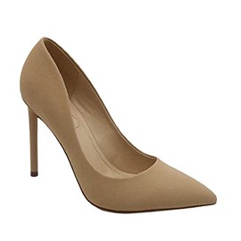 Anne Michelle Womens Stiletto Heel Pointed Toe Pumps Shoes (Nude NUB, Numeric_8_Point_5)