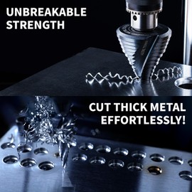 Step Drill Bit for Metal Set, 1/4" - 2-1/2"Large Step Bit, M35 HSS Impact Tough Step Bits for Metal, 1/2" Shank Unibit Step Drill Bits, Stainless Steel, Aluminum, Wood