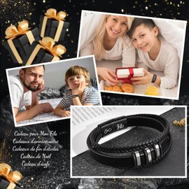 SUNSH Gifts for Son, Bracelets for Son, Leather Bracelets for Boys/Son from Mother and Dad, Love Gifts for Son, Gifts for Boys/Men, Birthday, Christmas, Graduation, Stainless Steel, No gemstone
