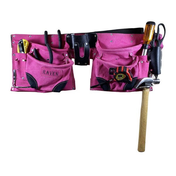 RAVEN 12 Pocket Utility Tool Pouch with Belt, Pink