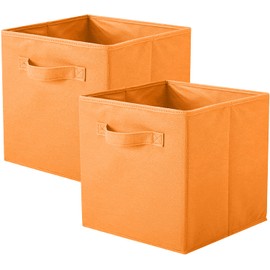ShellKingdom Storage Bins, Foldable Fabric Storage Cubes and Cloth Storage Organizer Drawer for Closet and Toys Storage, 2 Pack (Orange)