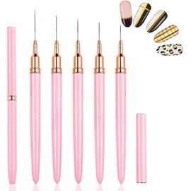 5Pcs Nail Art Liner Brush Set - nail art brushes - thin nail art brush - 4/8/12/20/25mm sizes - suitable as nail brushes for gel nails and fine detail painting
