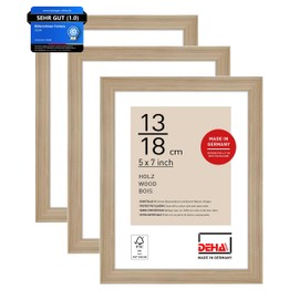 DEHA Design Fontana Wooden Picture Frame, Set of 3, 13 x 18 cm, Natural Oak