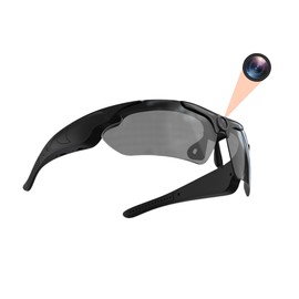 Tosuny 1080p Occhiali da Telecamera FHD, Occhiali da Sole Video Intelligenti con Lenti Polarizzate, Registrazione Audio e Video, Occhiali da Azione Sportiva Indossabili per Guida, (BLACK)