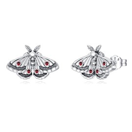 Gothic Moth Earrings 925 Sterling Silver Moth Stud Earrings Punk Moth Earrings Women Jewellery, Silver