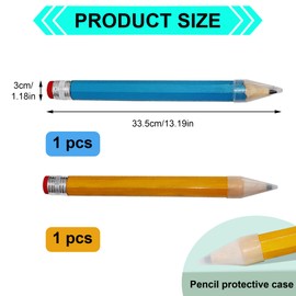 MEKEET 2PCS Giant Pencil Large Wooden Pencil Novelty and Funny Wooden Jumbo Pencils Versatile for Kids School Home Office Drawing Writing Painting Party Favors Prop Gifts Decor (Yellow and Blue)