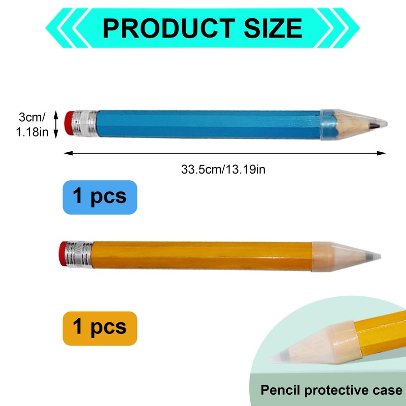 MEKEET 2PCS Giant Pencil Large Wooden Pencil Novelty and Funny