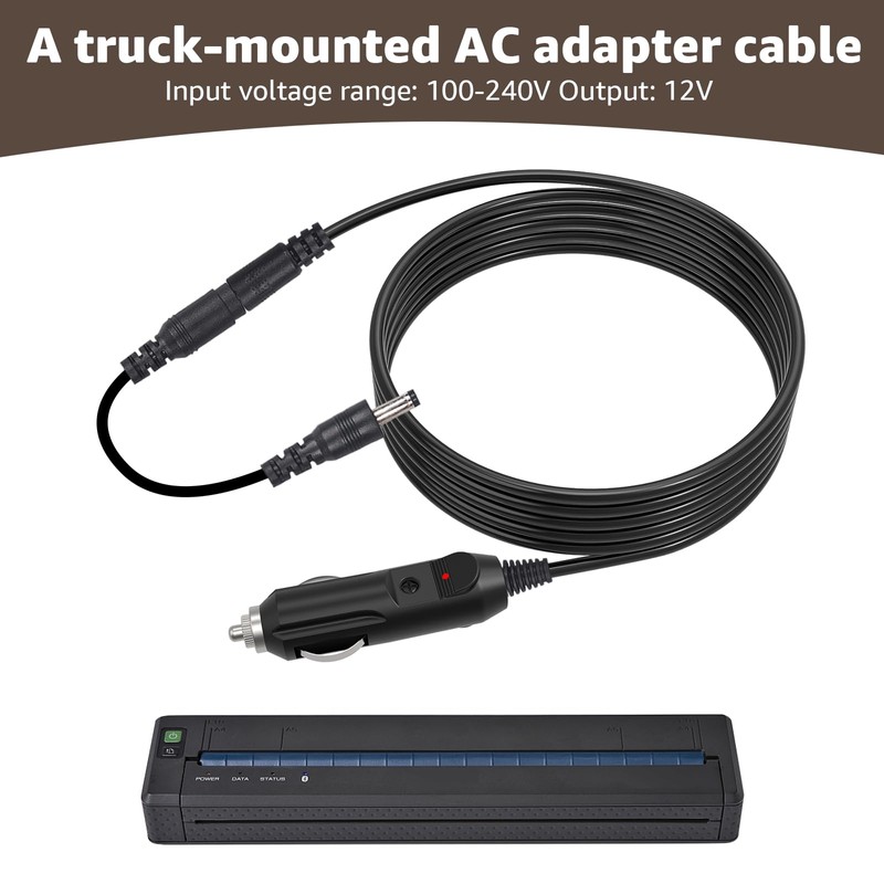 12V Car Charger for Brother PocketJet - Compatible with PocketJet