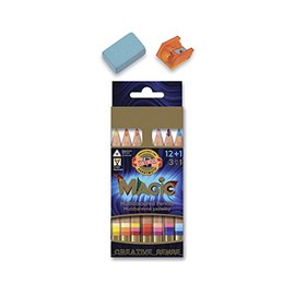 Koh-I-Noor MAGIC Jumbo Triangular Coloured Pencil (Pack of 12 + 1)