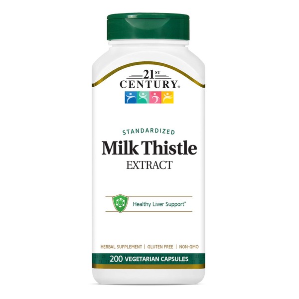 21st Century Milk Thistle Extract Veg Capsules, 200 Count