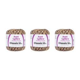 Aunt Lydia Classic Shaded Browns Crochet - 3 Pack of 300y/274m - Cotton - Gauge 10 - Crochet