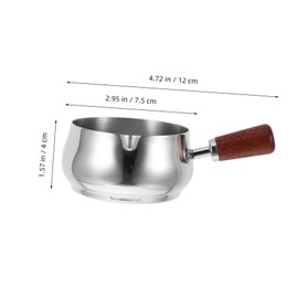 Gatuida Versatile Sauce Dishes Stainless Steel Sauce Pan Wood Handle for Party