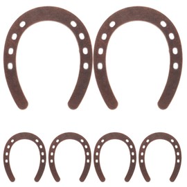 Cabilock 6pcs Horseshoe Pendant Mini Horseshoe Figurines Christmas Tree Hanging Cutout Horseshoes Metal Brown