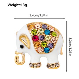 Rhinestone Brooch Vintage Cute Enamel - White Elephant Brooches Elegant Crystal Animals Pin Lapel Clothes Scarf Pins Women Teens Jewelry Gift UB2829
