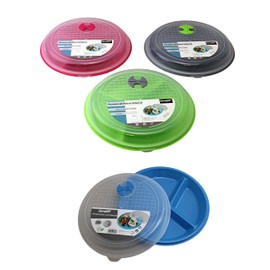 4-Pack Divided Microwave Plates with Vented Lids – BPA-Free, Stackable Meal Prep Plates – 3 Section Food Storage – Microwave, Freezer & Dishwasher Safe – 8.75” x 8.75”