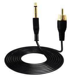 LOKEKE Tattoo Clip Cable, Gold-Plated OD3.5MM 6.35MM to RCA Male to Male Tattoo Clip Machine Connector Power Cable Cord for Tattoo, 5.9FT(M to M, Black)
