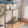 SAYGOER Glass Half Moon Console Table 2 Tier Narrow Entryway