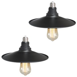 SHUKEFER 2PCS E26 to E26 Industrial Ceiling Light Fixture E26 Base Screw-in Vintage Black Light Fixture for Kitchen Island Farmhouse Bar Entryway Hallway Foyer