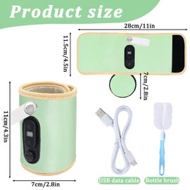 Portable USB Baby Bottle Warmer, Bottle Warmer Baby with LCD Display, Temperature Portable Bottle Warmer, USB Charging Bottle Warmer, Bottle Warmer on the Go Suitable for All Bottles (C)