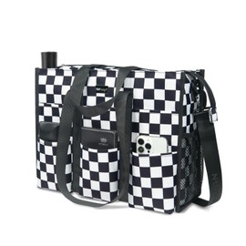 TOPDesign Utility Water Resistant Tote Bag with 22 Exterior & Interior Pockets, Top Zipper Closure & Thick Bottom Support, Perfect Gifts for Working Women, Teachers, Nurses, Accountants (Checkerboard)