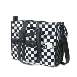 TOPDesign Utility Water Resistant Tote Bag with 22 Exterior & Interior Pockets, Top Zipper Closure & Thick Bottom Support, Perfect Gifts for Working Women, Teachers, Nurses, Accountants (Checkerboard)