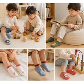Kids Cotton Non-Slip Socks for Toddlers – Cute Cartoon Animal Design for Cozy Indoor Play and Everyday Comfort