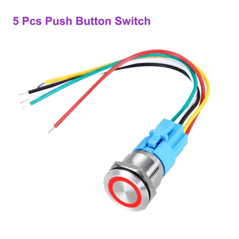 DMiotech 5Pcs 19mm / 3/4" Push Button Switch, IP65 1NO1NC