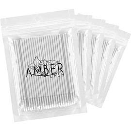 Amber Lash Micro Q-tip Aplicadores de pincel para extensión de pestañas y maquillaje 500 pinceles (blanco)