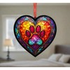 Image Industry Paw Print Stained Glass Effect Heart Suncatcher -