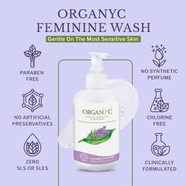Organic Intimate Wash with Lavender Essential Oils & Flower Extracts, Gentle Cleansing Feminine Wash for Women with Sensitive Skin, Soothing pH Balance Feminine Wash, 8.5 fl oz, Pack of 2