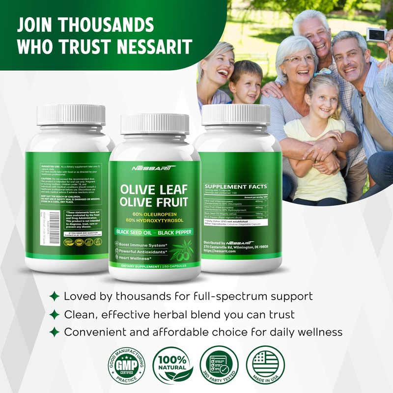 Nessarit Olive Leaf & Olive Fruit 9,100mg with 60% Oleuropein
