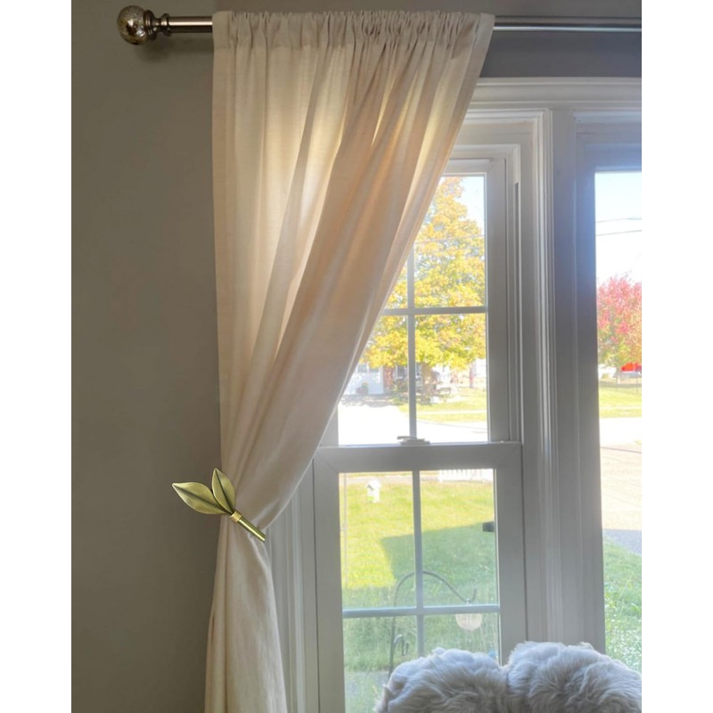 Antique Brass Curtain Holdbacks 2 Pack, Metal Olive Leaf Tiebacks
