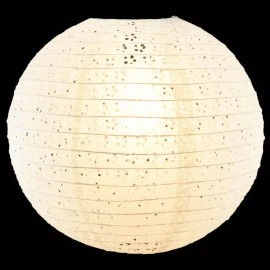 Quasimoon 8" Round Eyelet Lace Look Paper Lantern - White by PaperLanternSt