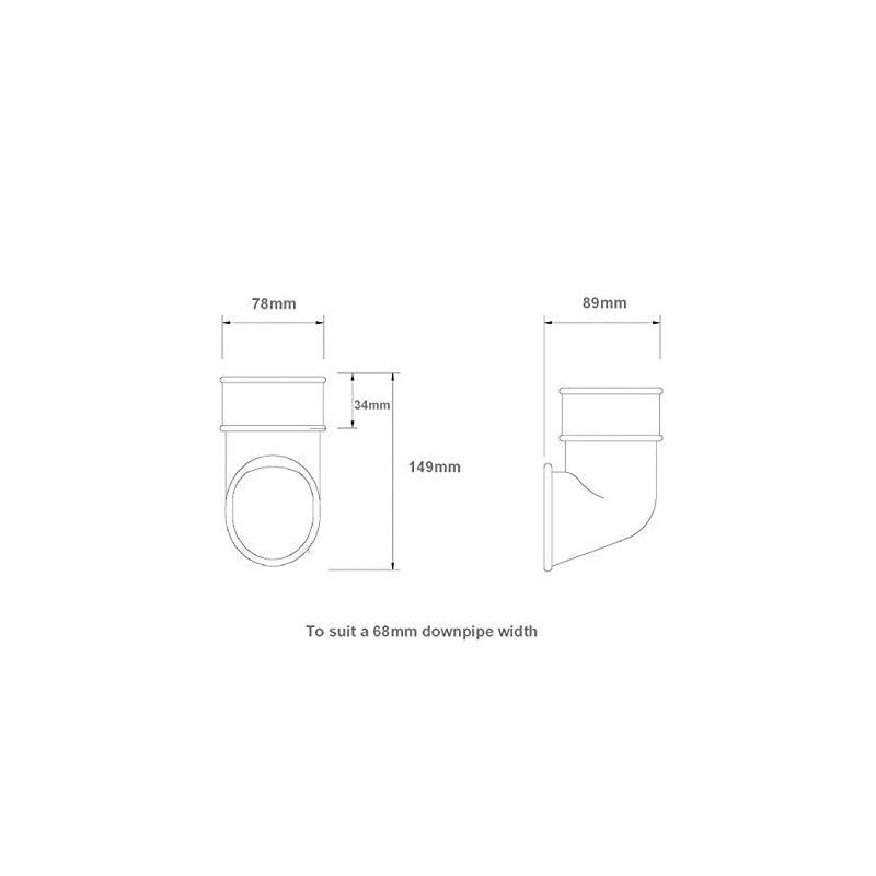 Black Round 68mm Downpipe Shoe, Freeflow Rain Water Systems