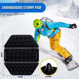 BeapTcely Black Snowboard Stomp Pads, Snowboard Grip Pad Anti Slip Mat Self Adhesive Rubber Ski Snowboard Stomp Pad Provides Extra Grip for Snowboarding for Men Women (2)