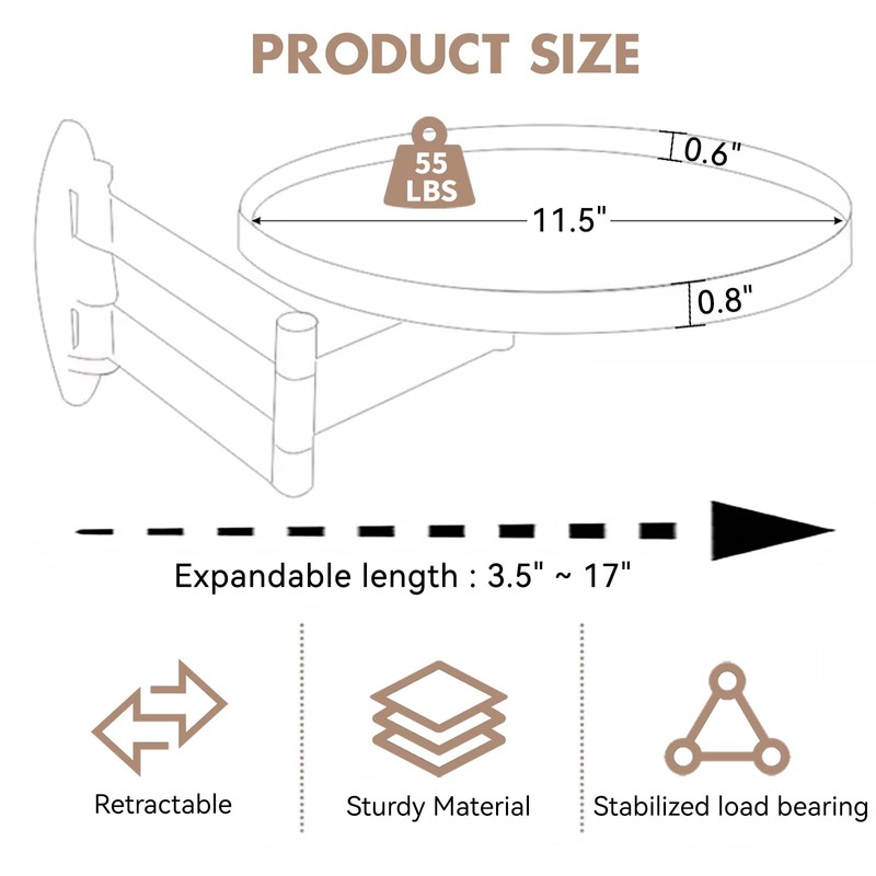 Wall Mounted Folding Table Small Folding Desk Round Foldable Wall