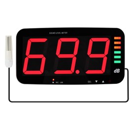 Decibel Meter 13 Inches Wall Hanging Sound Level Meter Data Logger, Noise Meter with 16.4ft Sound Sensor, Audible and Visual Alarm Sound Meter for Decibel Level Monitoring in Classroom, Studio, Home