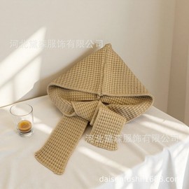 Women's Balaclava Hooded Hat Scarf Winter Neck Warmer lf3542 D-90 Beige 4ea