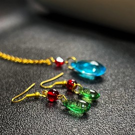 Zaky Howl's Moving Castle Anime Necklace - Anime Cosplay Howl's Earrings Green Water Pendant Dangle Earrings for Women Men and Fans Pack of 12