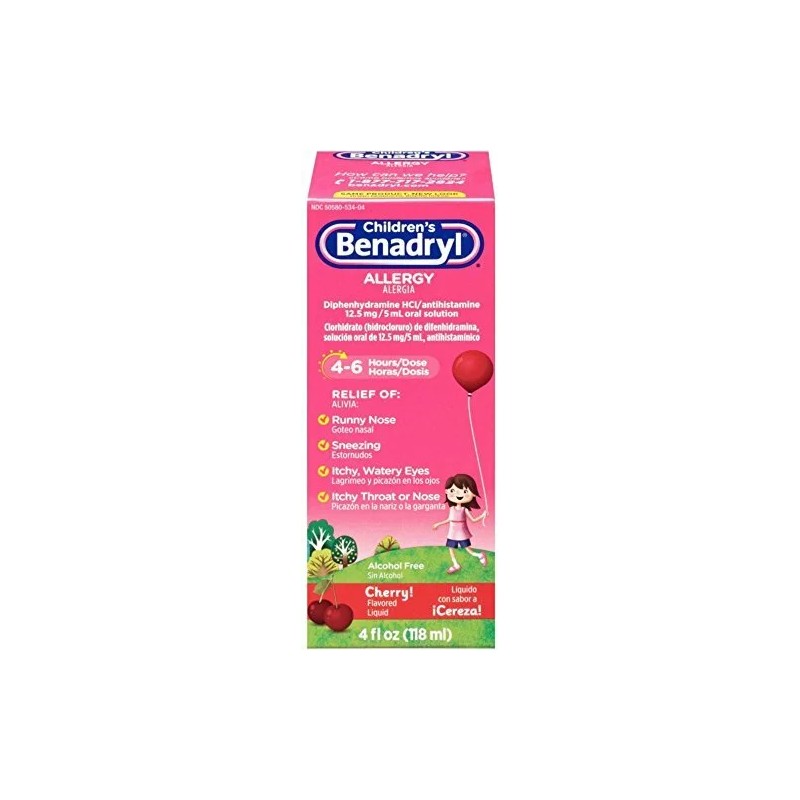 Benadryl Allergy Liquid Cherry 4 oz (Pack of 4)