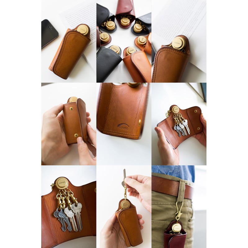 Corvo CO-8LC-9376 Men's Key Case, Genuine Leather, Braun