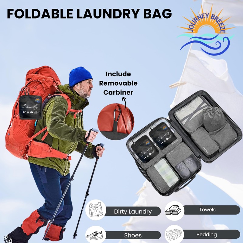 Travel Laundry Detergent Sheets and Foldable Laundry Bag - Portable,