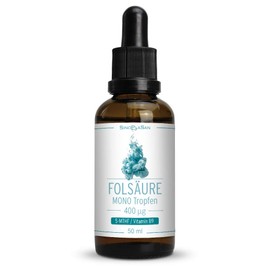Folic Acid Mono Drops 400 µg (5-MTHF, L-Methylfolate, Quatrefolic) || 50 ml || High Dose || Vegan || SinoPlaSan